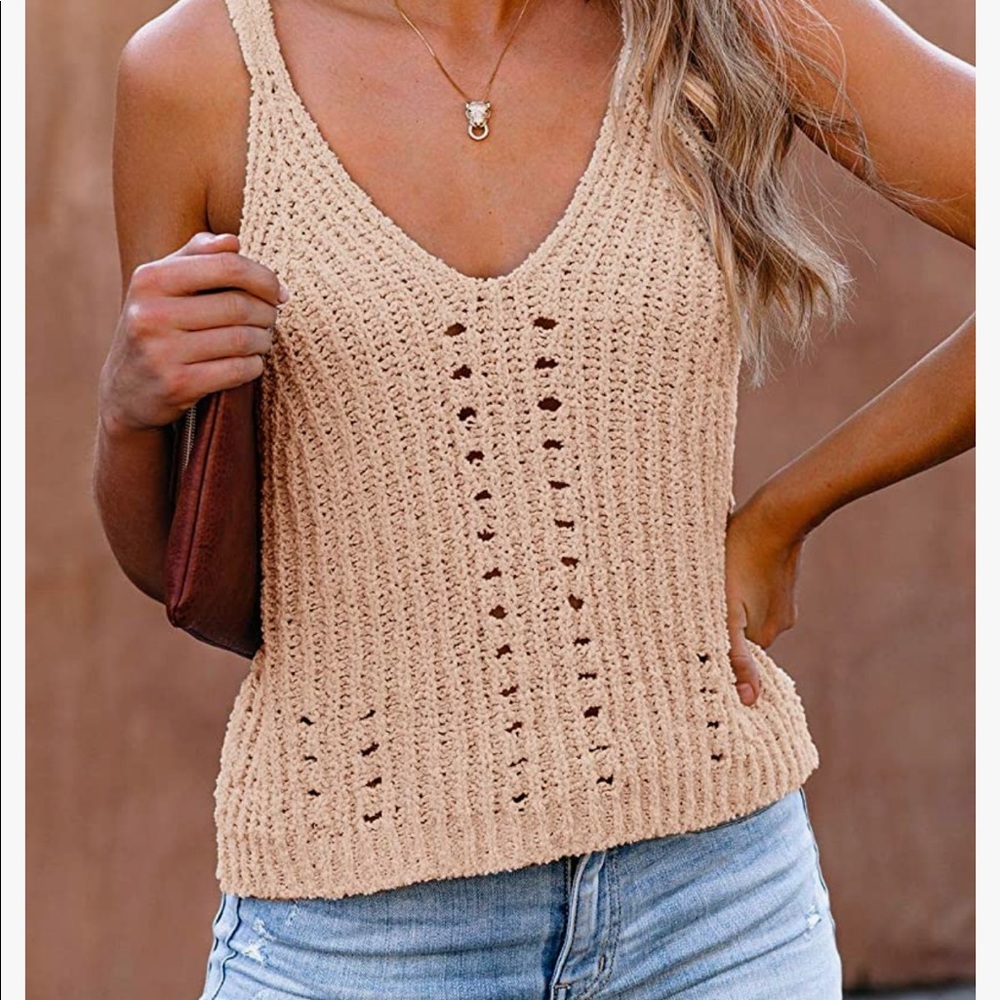 V Neck Tank Tops Sweater Knit